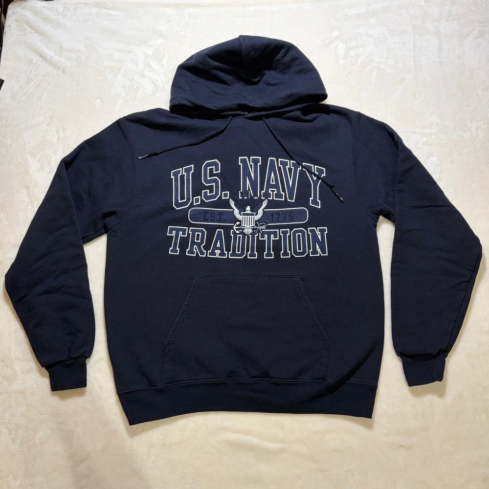 Champion Navy US Navy Tradition Pullover Hoodie Mens Medium Excellent